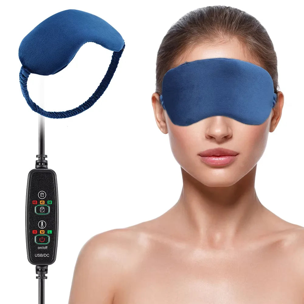 Electric Steam Heated Eye Mask 3 Levels Warm Hot Compress Timing Eyes Light Blocking Mask Sleep Aid Promote Blood Circulation