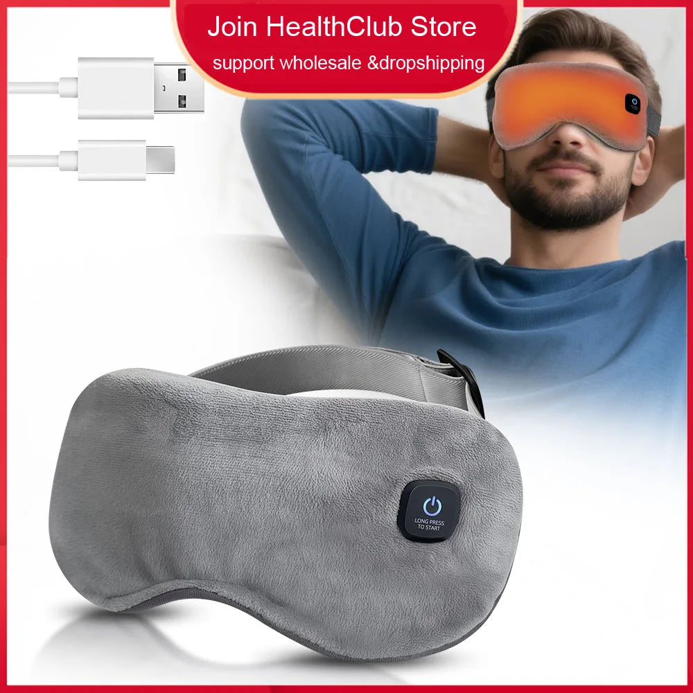 Electric Steam Heated Eye Mask 3 Levels Warm Hot Compress Timing Eyes Light Blocking Mask Sleep Aid Promote Blood Circulation