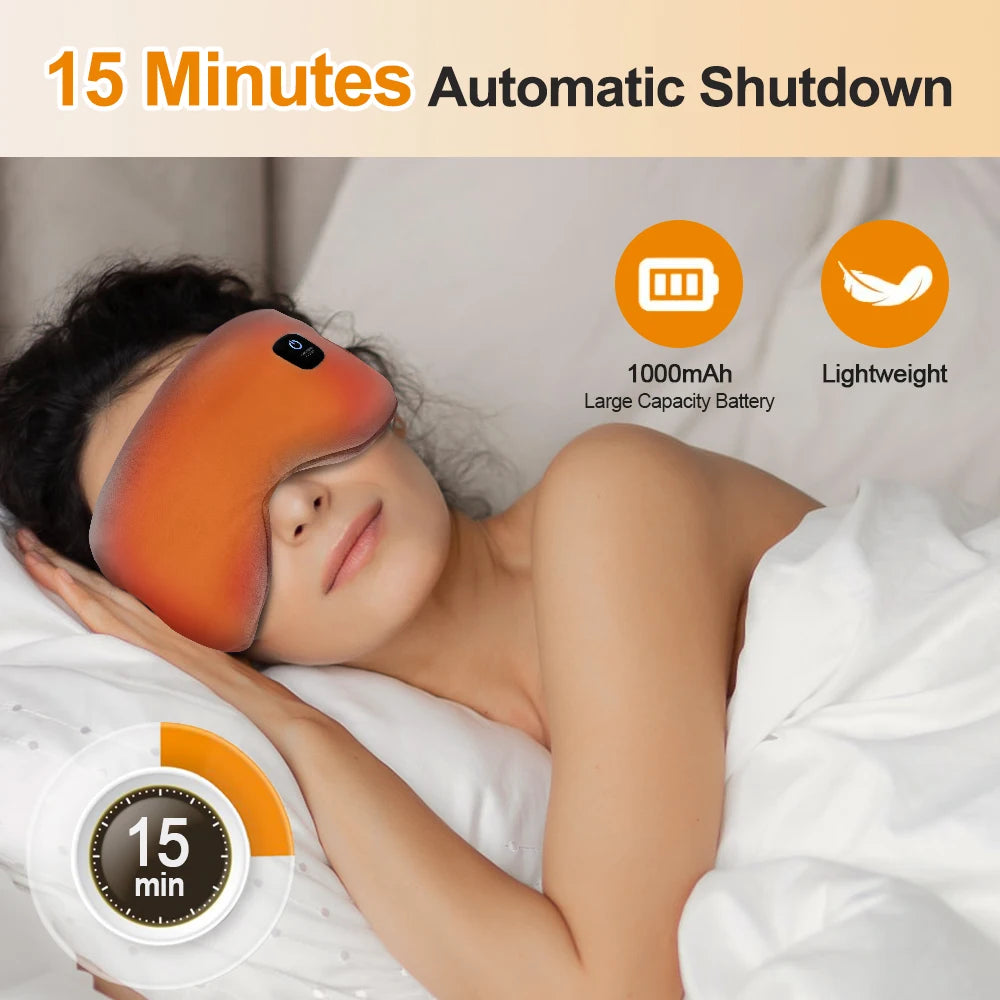 Electric Steam Heated Eye Mask 3 Levels Warm Hot Compress Timing Eyes Light Blocking Mask Sleep Aid Promote Blood Circulation